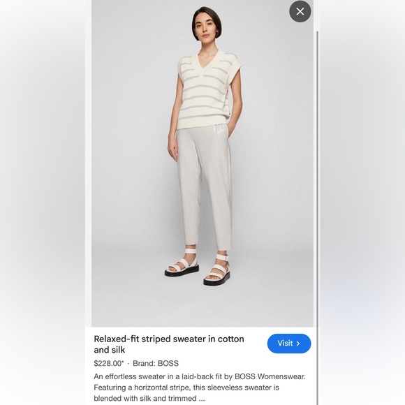 Hugo Boss Fabluna Sweater Vest Chunky Size XS Cream Winter White Gray - Picture 5 of 6